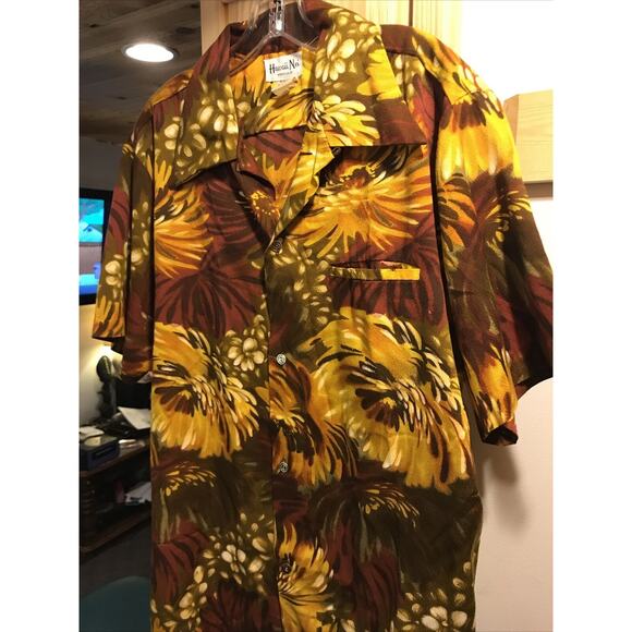 Hawaii Nei Honolulu Vintage Men’s XL Orange Floral Shirt Sleeve Button Shirt - Picture 6 of 12